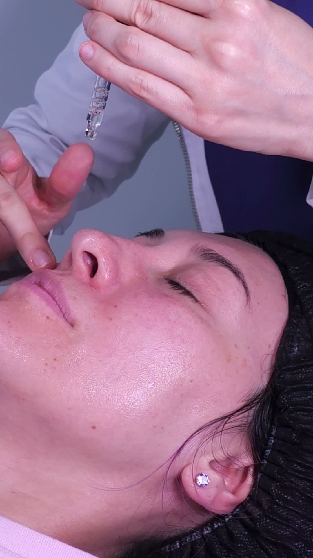 A woman having a cosmetic facial treatment